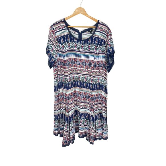 Torrid Short Sleeve Challis Tapestry Midi Dress Size 4 Flowy Feminine - Picture 2 of 5